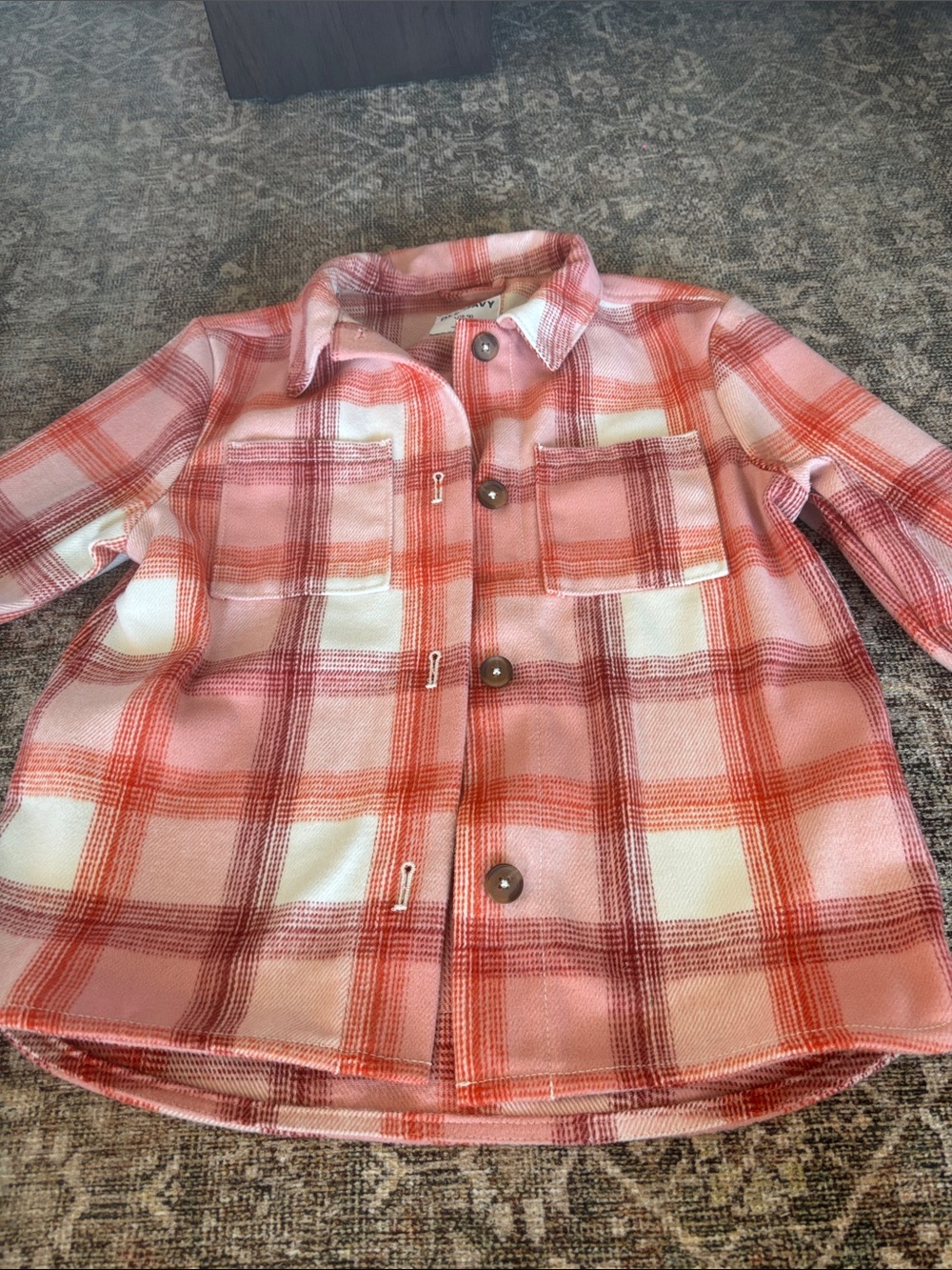 Old Navy Pink and White Plaid Button-Down Kids Shirt
